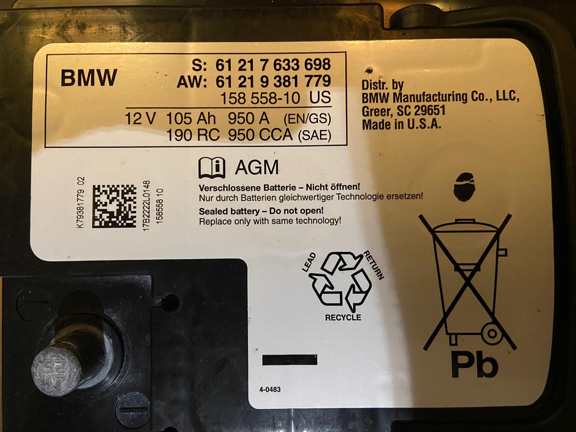 Batterie BMW AGM / VRLA TIZAUTOPARTS - Piece BMW Original OEM